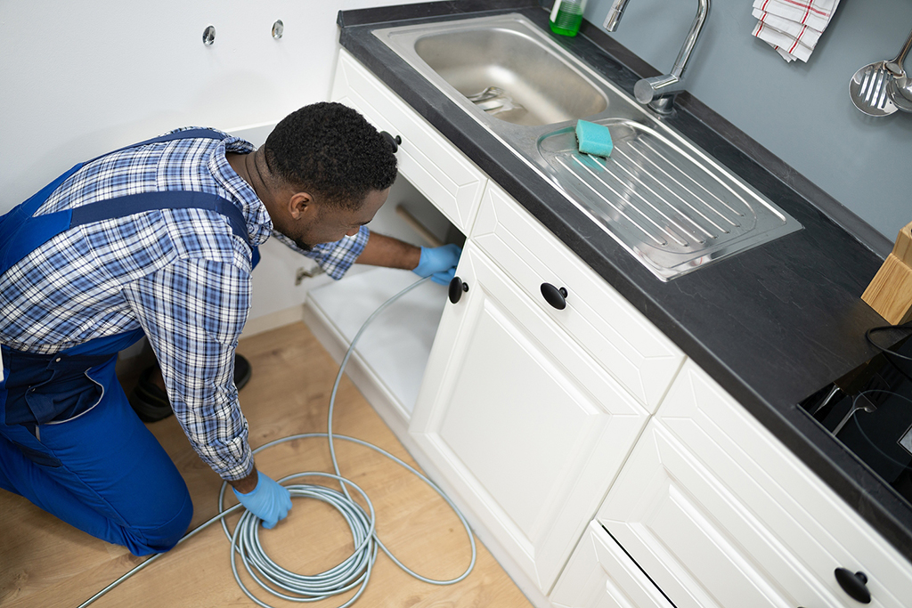 Plumber Drain Cleaning Services In Kitchen. Unclog Blocked Pipe